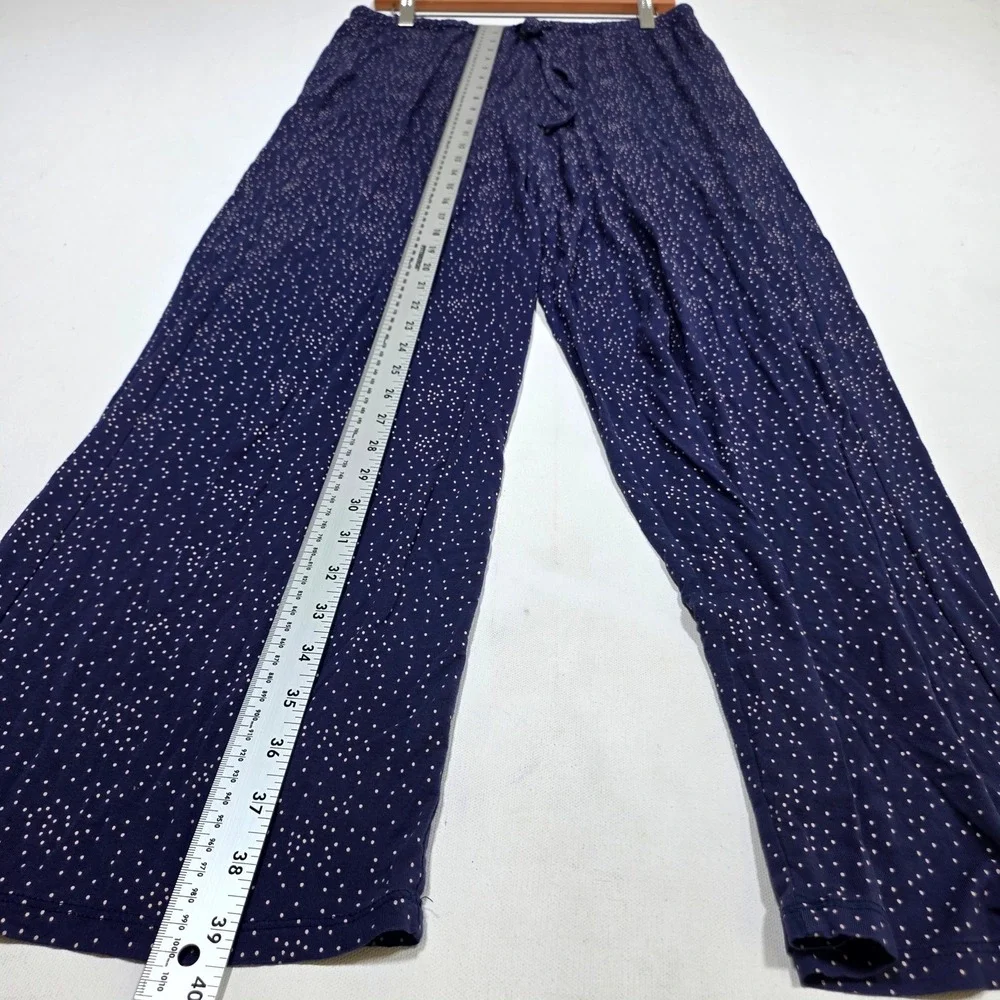 Nordstrom Pajama Set Womens M Navy Blue Polka Dot Modal Long Sleeve Wide Leg PJ